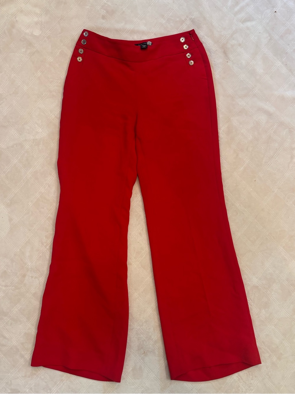 White House Black Market Red Wide-Leg Pants with Nautical Buttons